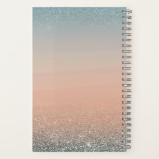 Turkoois & Oranje Notitieboek met Blauwe Glitters