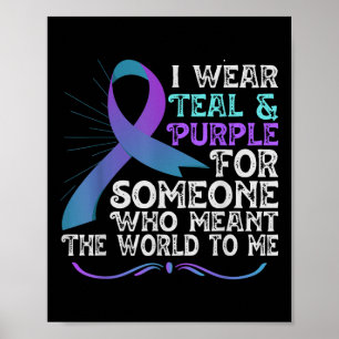 Turkoois Paarse Lint Voor Suïcidepreventie Bewustz Poster