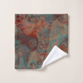 Turkoois, rood en roest marmer abstract bad handdoek (Wasdoekje)