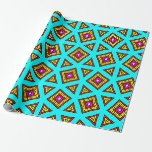 Turkoois, rood, geel en Paarse geometrische patron Cadeaupapier