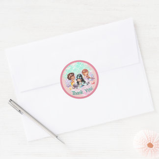 Turkoois Roze Zeemeermin Vrienden Onder de Zee Dan Ronde Sticker