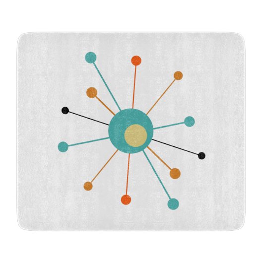 Turkoois Sinaasappel Atoomtijdperk Starburst Midde Snijplank (Voorkant)