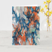 Turkoois, Sinaasappel, Grijs Waterverf Wenskaart Kaart (Gele Bloem)