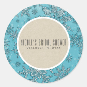 Turkoois Sneeuwvlokken Winterwonderland Landelijke Ronde Sticker