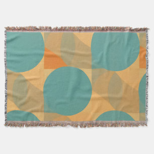 Turkoois, Taupe en Oranje Retro Look Patroon Deken