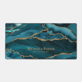 Turkoois Teal Blauw Goud Agaat Geode Zakelijk  Bureaumat (Voorkant)