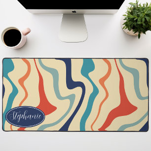 Turkoois, Terracotta en marineblauwe retro groovy  Bureaumat