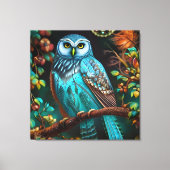Turkoois uil canvas afdruk (Voorkant)