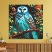 Turkoois uil canvas afdruk (Insitu (Woonkamer))