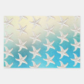 Turkoois Wit Aqua Blauwe Strand Witte Zeester Inpakpapier Vel (Voorkant)