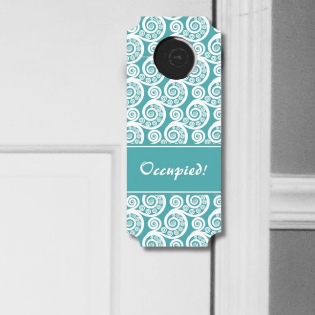  turkoois & wit botanisch varenblad (Vintage Turquoise & White Botanical Fern Leaf Door Hanger)