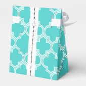 Turkoois, wit Marokkaans monogram bruiloft Bedankdoosjes (Achterkant)