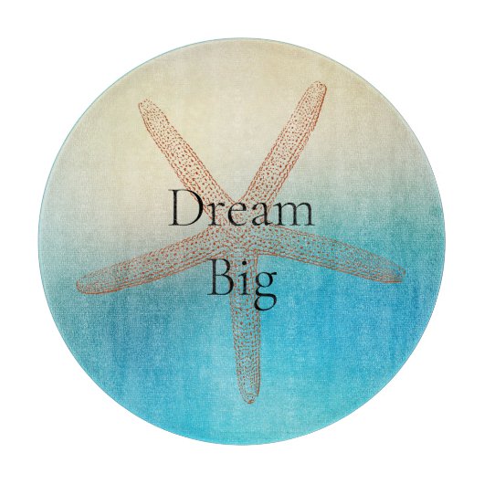 Turkoois Witte Aqua Blauwe Zeester Strand Snijplank (Voorkant)