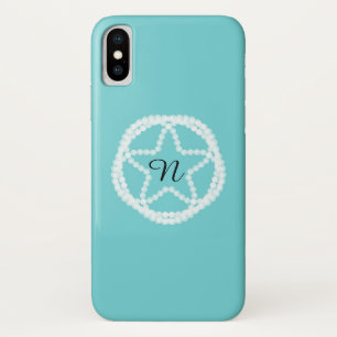 Turkoois Witte Parel Ster Elegant Klasse Minimalis iPhone X Hoesje