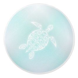 Turkoois Witte Zeeschildpad | Maritiem Keramische Knop