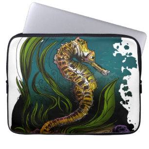 Turkoois Zeepaardje Oceaan Esthetiek Kalme Kustont Laptop Sleeve