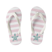 Turkoois zeester roze en witte strepen kinder teenslippers (Voetbed)
