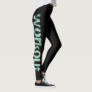 Turkoois zwarte workoutleggings voor sport fitness leggings