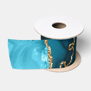Turkooisblauw en gouden namaak glitters agaat lint