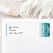 Turkooisblauwe jakobsschelpen etiket (Insitu)