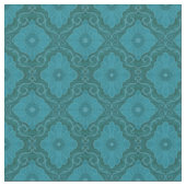 "Turkooisbloemen" floraal arabesque patroon Stof (Close Up)