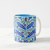 Turkooise Blue Tile Pattern Tweekleurige Koffiemok (Voorkant rechts)