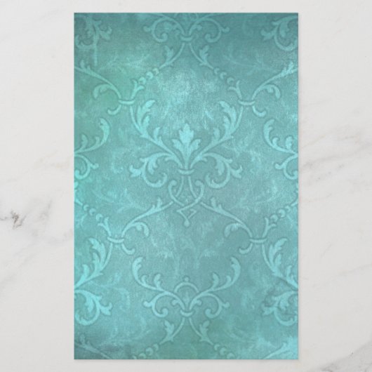  turkooise damask briefpapier (Voorkant)