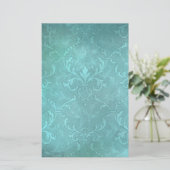  turkooise damask briefpapier (Staand voorkant)