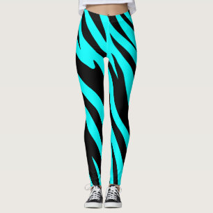 Turkooise en zwarte dierlijke afdruk leggings
