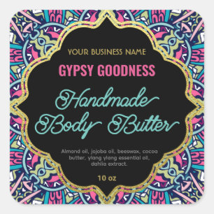 Turkooise Etiket voor etnische sierplanten Etnisch