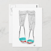 Turkooise Pantoffels Briefkaart (Voorkant / Achterkant)