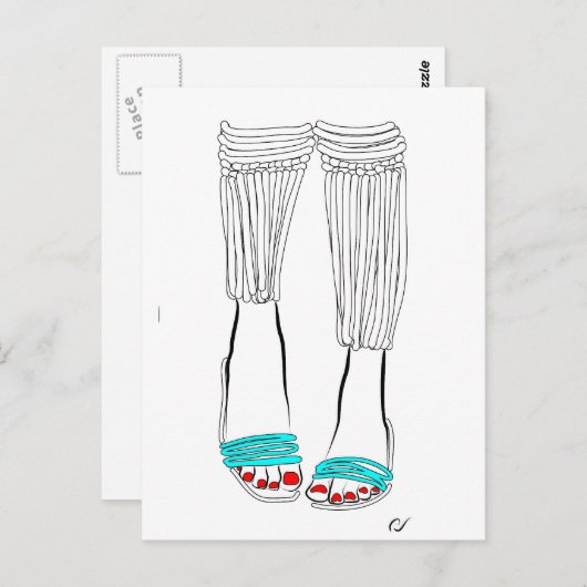 Turkooise Pantoffels Briefkaart (Voorkant / Achterkant)