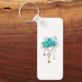 Turkooisen Rozen met Sleutels Sleutelhanger (Voorkant)