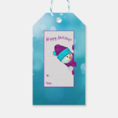 turkooislichten met sneeuwman cadeaulabel (Voorkant)