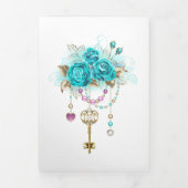 Turkooisrozen met Sleutels Drieluik Uitnodiging (Cover)