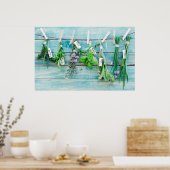  turkooiswand met kruiden poster (Keuken)
