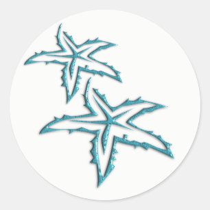 Turkooizen Zeester Ronde Sticker