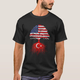 Turks-Amerikaans-Amerikaans-Amerikaans-Turkse vlag T-shirt