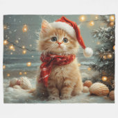 Turks Angora Kat Kerst  strand Fleece Deken (Voorkant (Horizontaal))