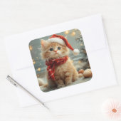 Turks Angora Kat Kerst  strand Vierkante Sticker (Envelop)