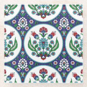 Turks Arabisch, tulpenbloemen, naadloos patroon. Glazen Onderzetter