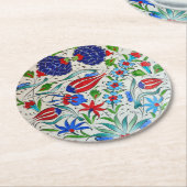 Turks bloemontwerp ronde kartonnen onderzetter (Gebogen)