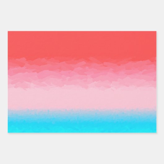 Turks en Caicos Blauw en Koraal Ombre Inpakpapier Vel (Voorkant 3)