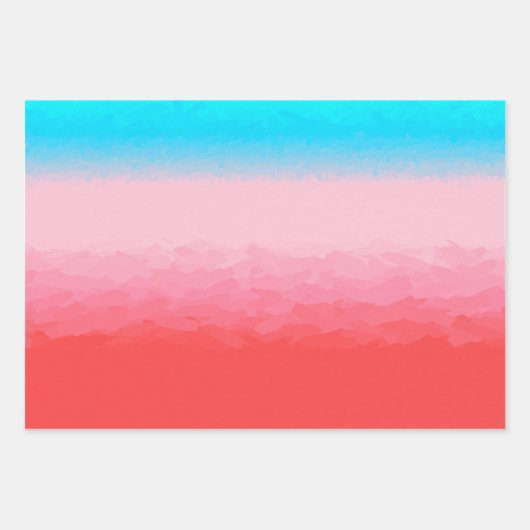 Turks en Caicos Blauw en Koraal Ombre Inpakpapier Vel (Voorkant 2)
