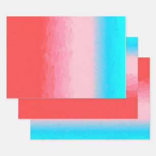 Turks en Caicos Blauw en Koraal Ombre Inpakpapier Vel