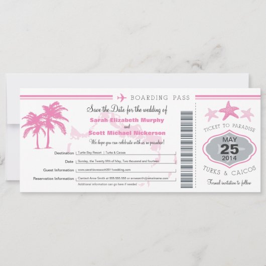 Turks en Caicos sparen de Datum het instappen pas Save The Date (Voorkant)