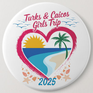 Turks- en Caicoseilanden Meisjes Trip Tropisch Par Ronde Button 6,0 Cm