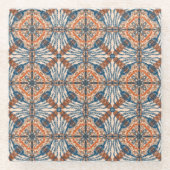 Turks geïnspireerd: getextureerde marine & terraco glazen onderzetter (Voorkant)