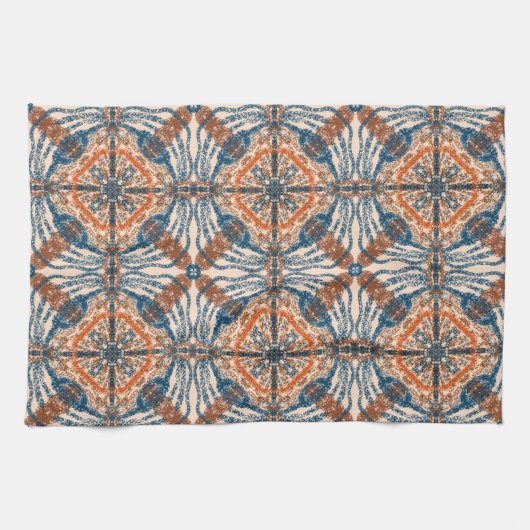 Turks geïnspireerd: getextureerde marine & terraco theedoek (Horizontaal)