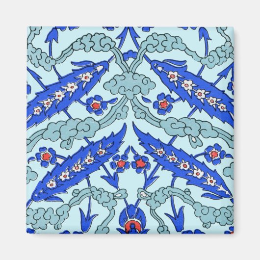 Turks Grens Turquoise Blauwe Tegel Patroon Magneet (Voorkant)